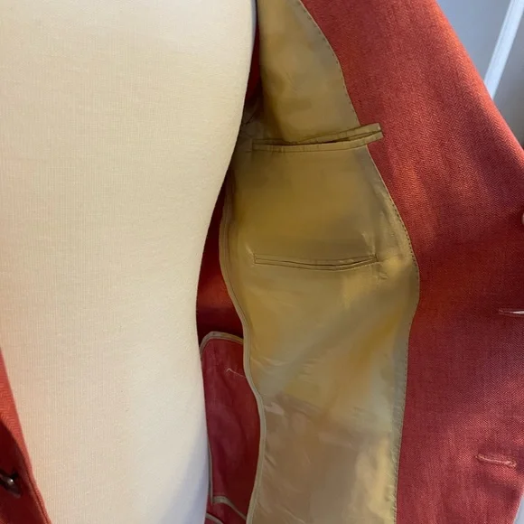 Maus & Hoffman Orange 100% Linen Blazer Sports Coat 42 Tall - Picture 10 of 16